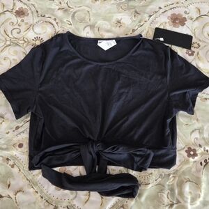 Alphalete Black Tie-Front Women's Crop Top NWT! Sz XL